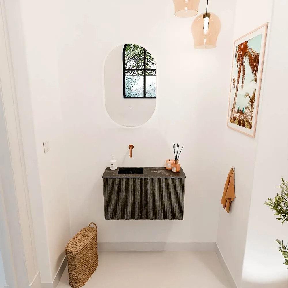 Mondiaz Joya DLux 70cm toiletmeubel shadow met wastafel faye links zonder kraangat lava