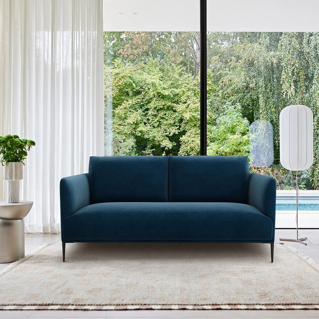 Compacte zitbank in fluweel, Oscar, ontwerp E. Gallina