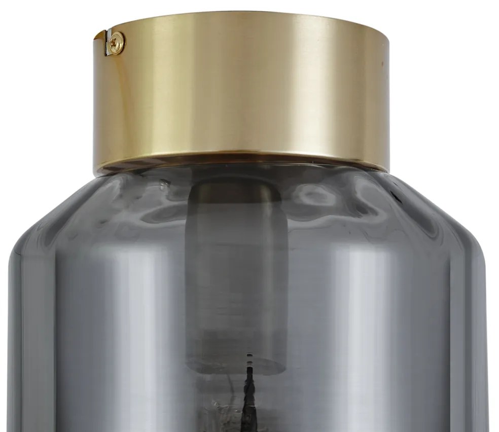 Moderne plafondlamp messing met smoke glas - Stiklo