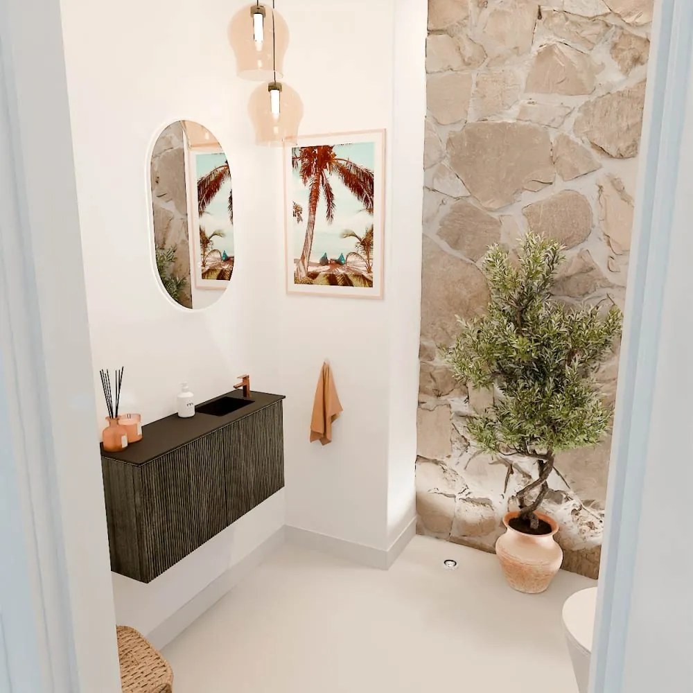 Mondiaz Joya 80cm toiletmeubel shadow met wastafel faye rechts 1 kraangat urban