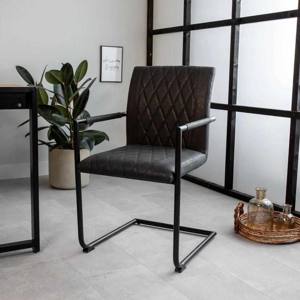 Dimehouse | Eetkamerstoel Bexley breedte 52 cm x diepte 63 cm x hoogte 88 cm zwart eetkamerstoelen kunstleer, metaal meubels stoelen & fauteuils