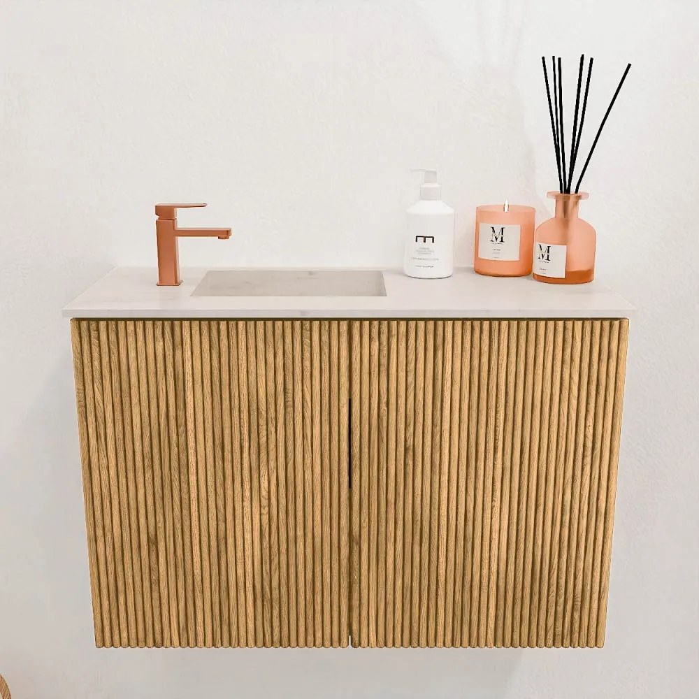 Mondiaz Joya DLux 60cm toiletmeubel oak met wastafel faye links 1 kraangat meli