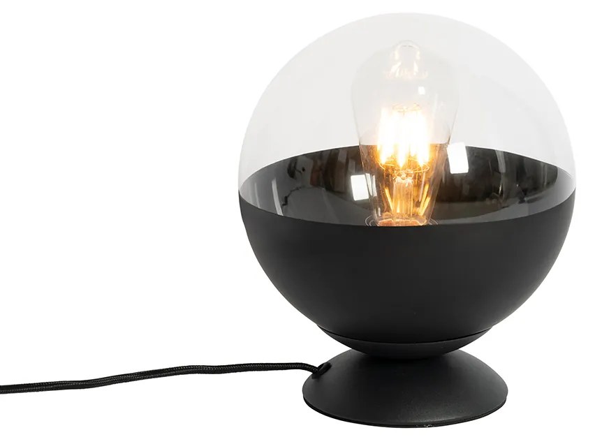 Retro tafellamp zwart met helder glas - Eclipse Retro E27 bol / globe / rond Binnenverlichting Lamp