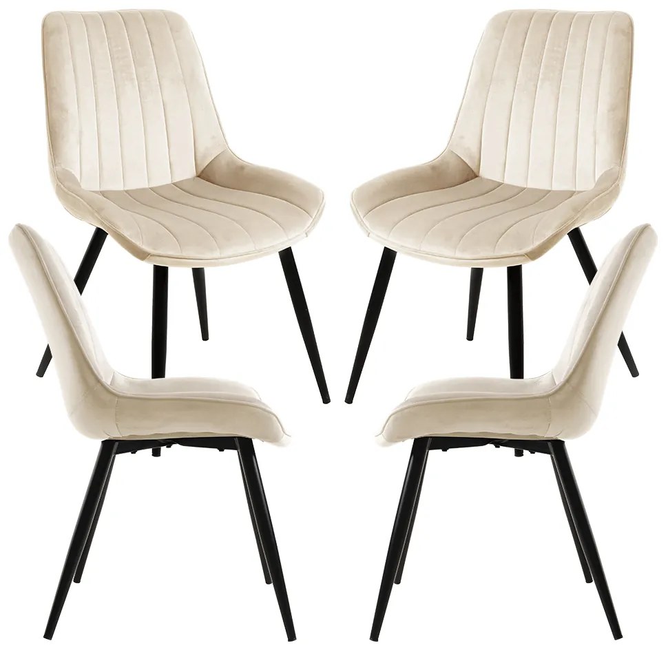 Set van 4 Lene Fluwelen Stoelen