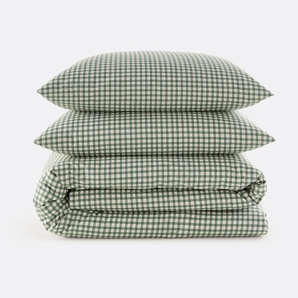 30% gerecycled katoenen beddengoedset, rechthoekige kussensloop, ruitjesprint, LESIA