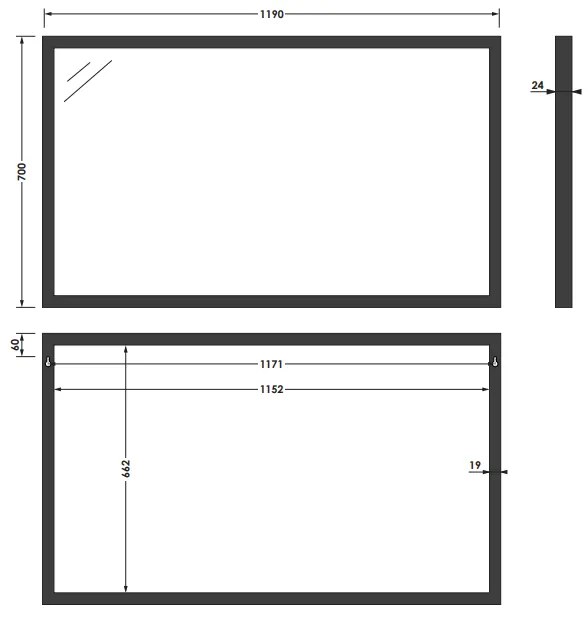 Sanituba Silhouette 120x70cm spiegel met RVS look omlijsting