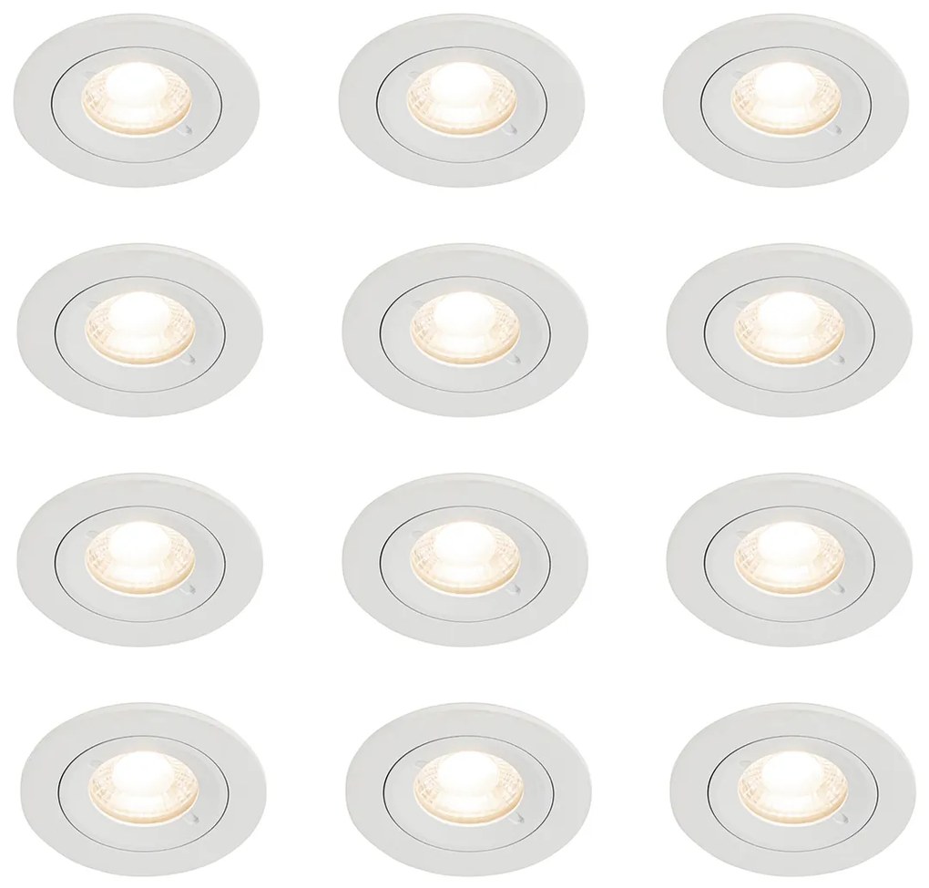 Set van 12 inbouwspots wit rond GU10 50mm IP44 - Xena Modern GU10 IP44 Binnenverlichting Lamp