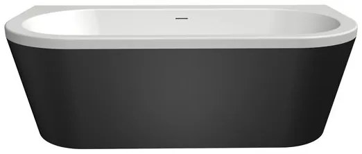 Xenz Charley half vrijstaand bad acryl 165x75x60cm wit glans/zwart mat waste graniet