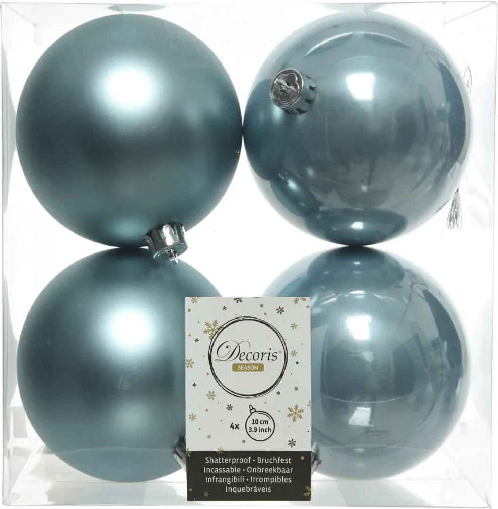 Kerstballen plastic glans-mat dia 10 cm arctic blauw
