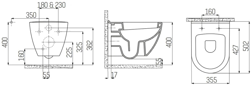 Sanigoods Merano wandcloset met bidet sproeier goud