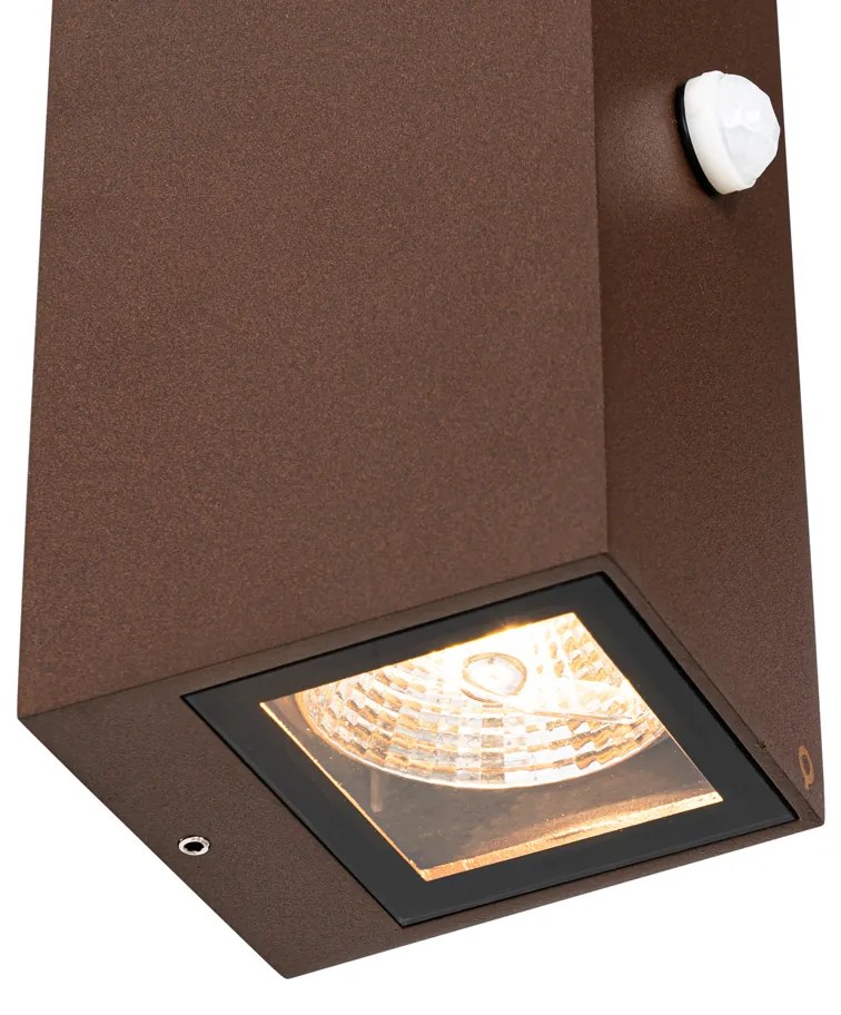 Buitenlamp Wandlamp roestbruin 2-lichts AR70 IP44 met bewegingssensor - Baleno Industriele / Industrie / Industrial GU10 IP44 Buitenverlichting