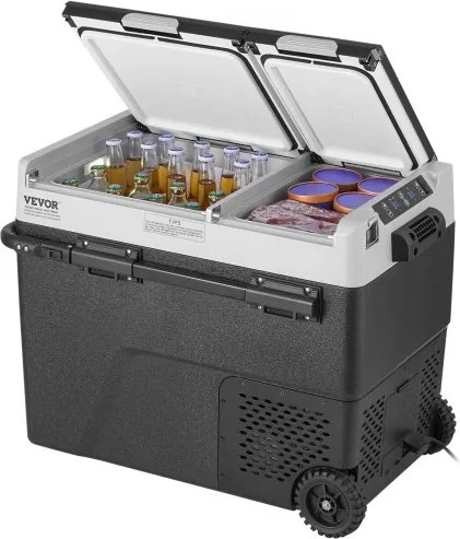 VEVOR Draagbare Autokoelkast, 12 Volt Autokoelkast, 58L / 61,5QT Draagbare Dual-Zone Vriezer, -20°C tot 20°C Instelbare Temperatuur, Compressor Koeler voor Thuis, Buiten, Kamperen