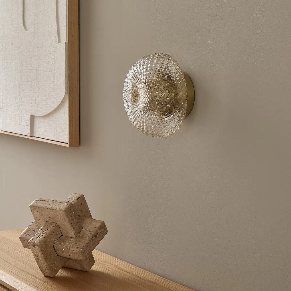 Wand- en plafondlamp, van geslepen glas en messing, diameter 20 cm, MISTINGUETT