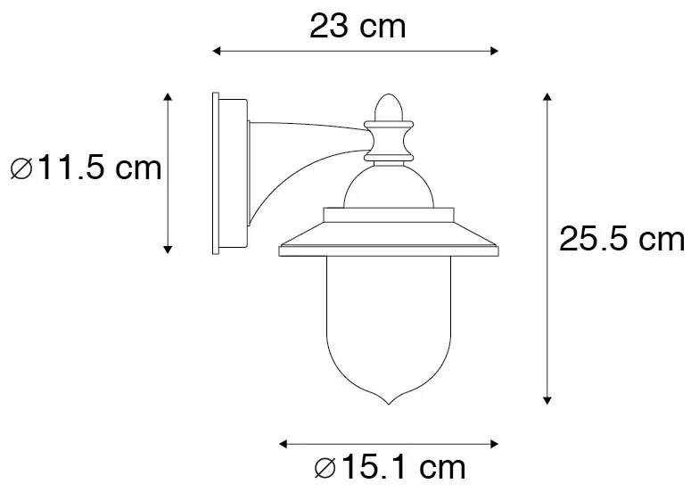 Klassieke buiten wandlamp zwart IP44 - Oxford