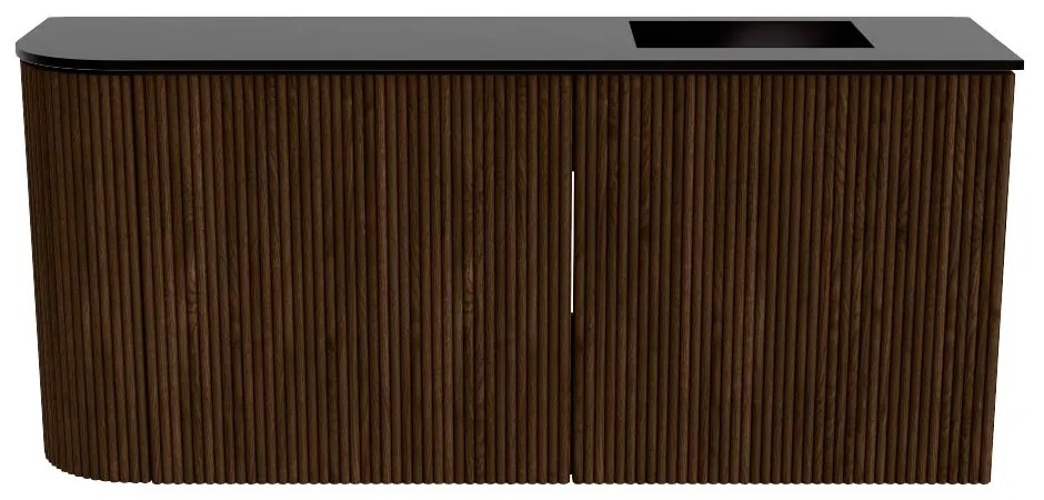 Mondiaz Joya 90cm toiletmeubel ronding links walnut met wastafel faye rechts zonder kraangat urban