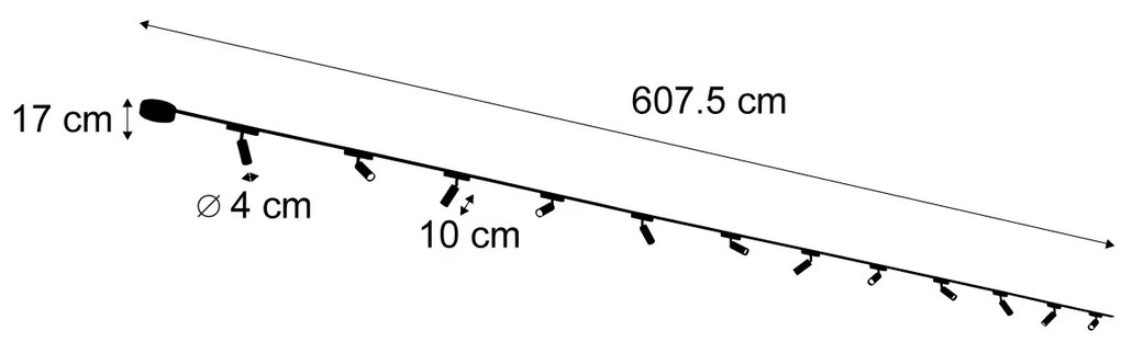 Modern railsysteem met 12 spots zwart 1-fase - Magnetic Samson