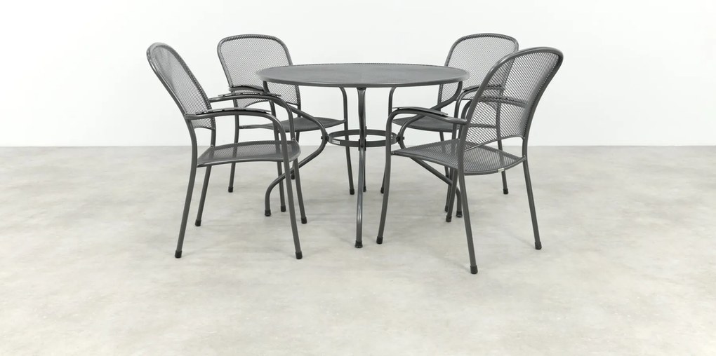 Carlo ronde stapelbare bistroset strekmetaal Ø105 cm. - Antraciet