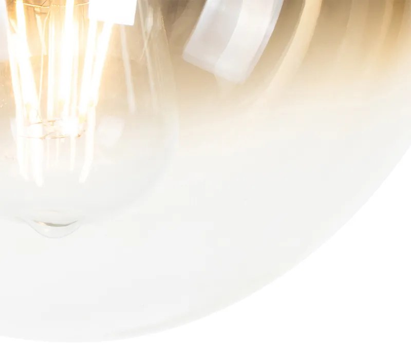 Art deco plafondlamp zwart met goud glas - pallon