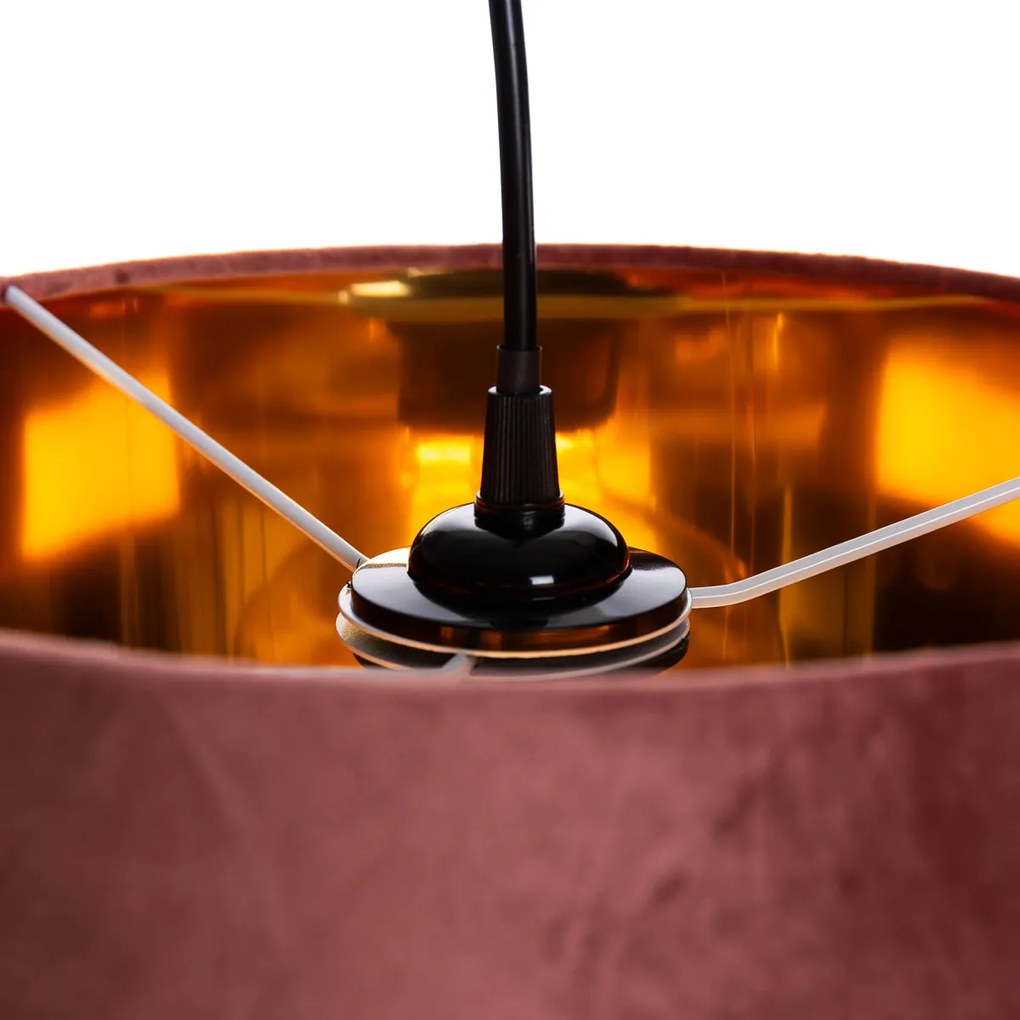 Stoffen Moderne hanglamp roze met goud 30 cm - Rosalina Modern E27 Draadlamp rond Binnenverlichting Lamp
