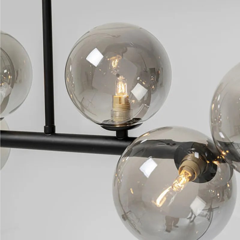 Brede Hanglamp Met Glazen Bollen Zwart