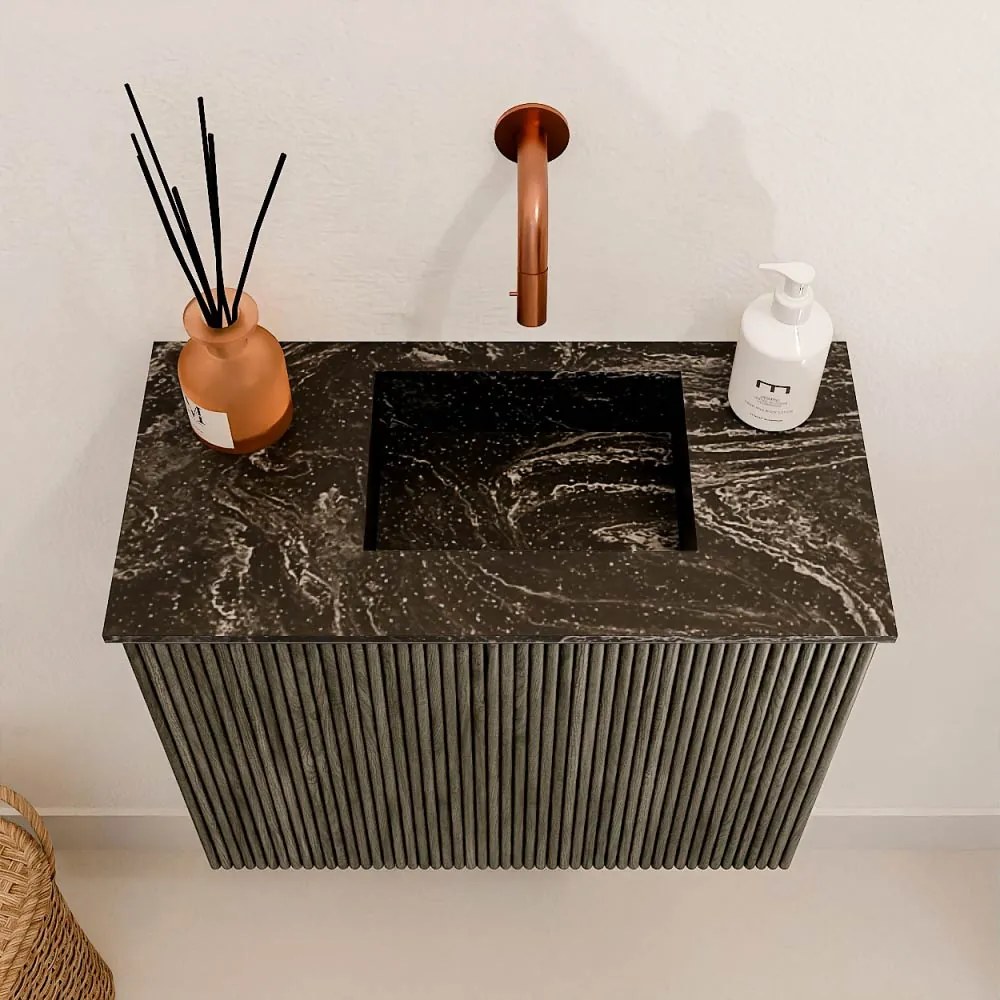 Mondiaz Joya DLux 50cm toiletmeubel shadow met wastafel faye rechts zonder kraangat lava