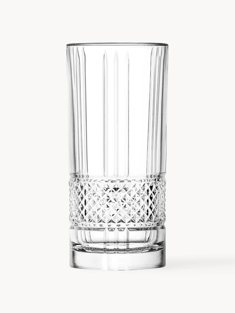Kristalglazen longdrinkglazen Brillante met reliëf, 6-delig