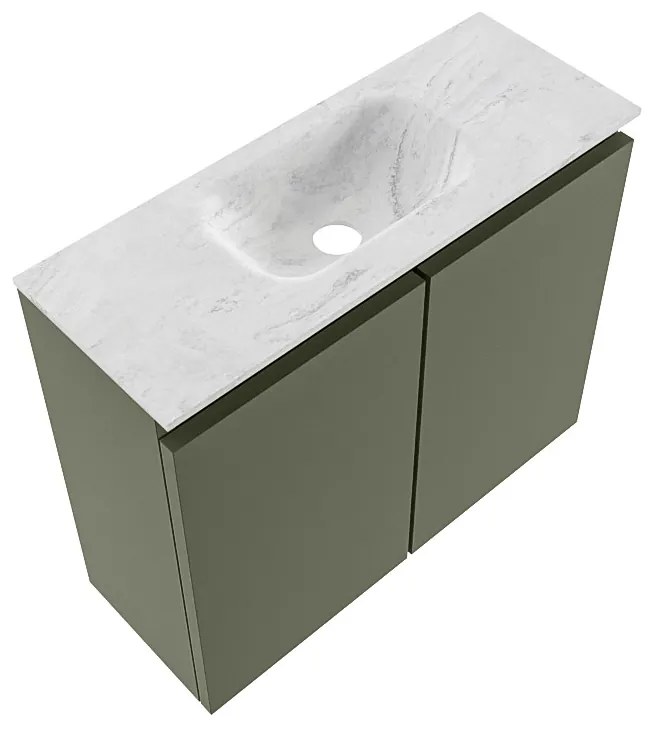 Mondiaz Ture DLux toiletmeubel 60cm army met wastafel opalo midden zonder kraangat