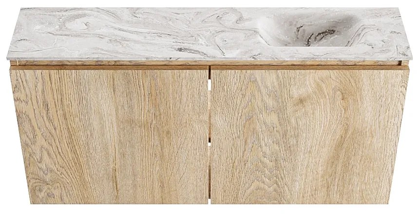 Mondiaz Ture DLux toiletmeubel 100cm washed oak met wastafel glace rechts zonder kraangat