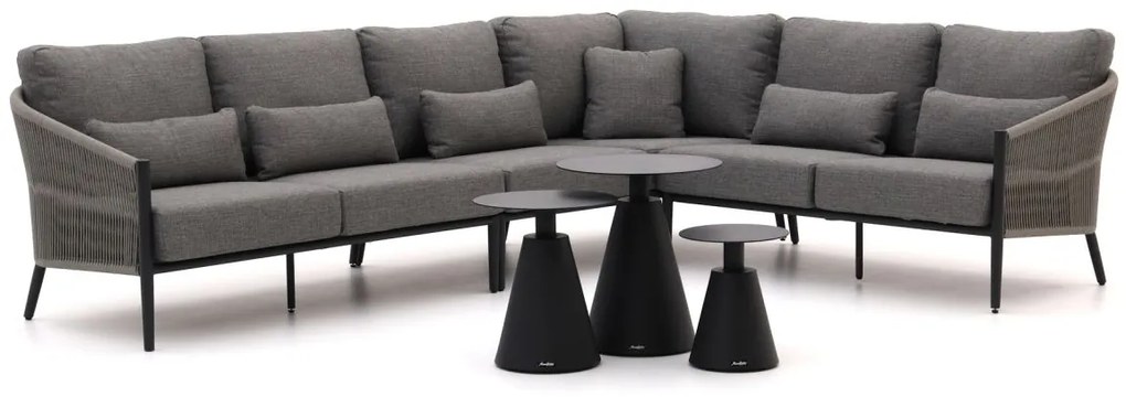Hoek loungeset Bellagio  | 6 personen | Loungeset Zwart | Hoekbank Aluminium | 313x237.5cm | Kees Smit Tuinmeubelen