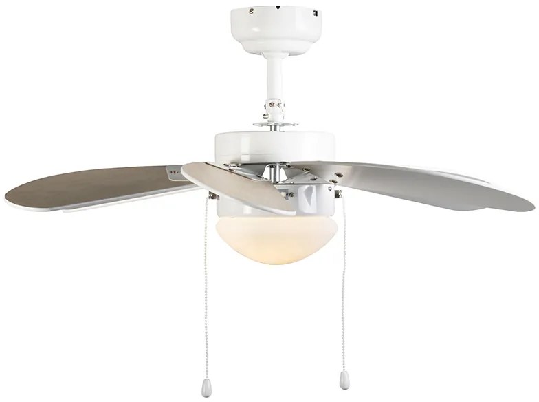 Plafondventilator met lamp wit met hout - Fresh 3 Modern E14 rond Binnenverlichting Lamp