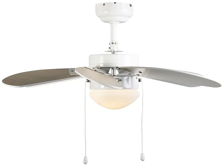 Plafondventilator met lamp wit met hout - Fresh 3 Modern E14 rond Binnenverlichting Lamp