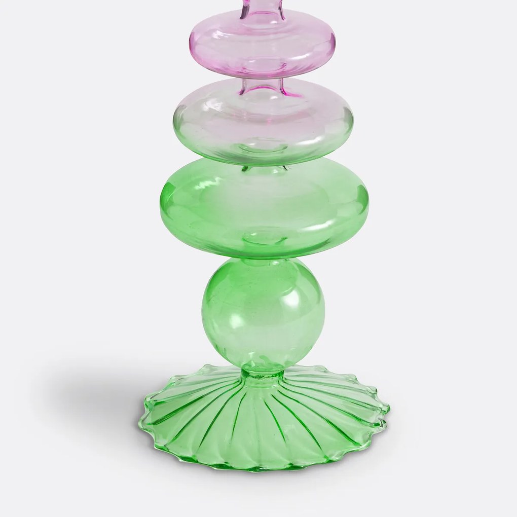 Kandelaar in gekleurd glas H26,5 cm, Chilava