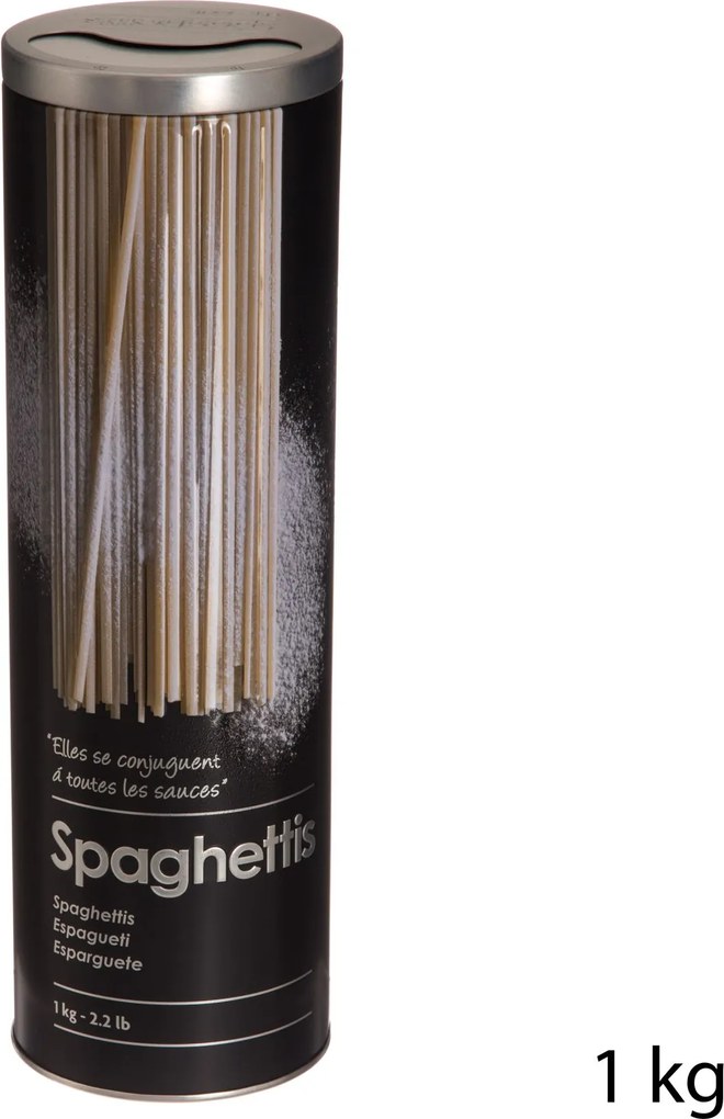 5Five Spaghettidoos– Zwart – Luxe voorraadpot – Duurzaam metaal met relief