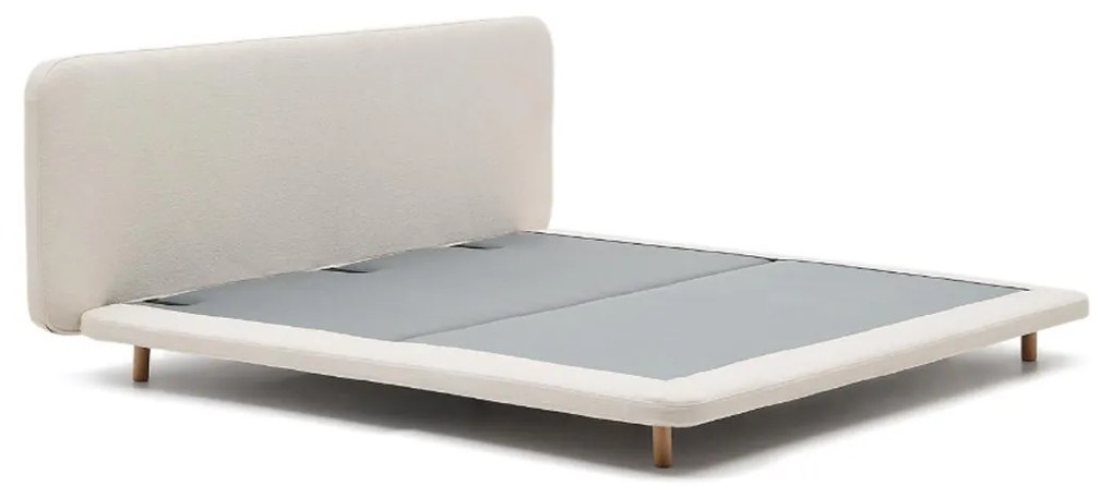 Kave Home Odum Bedframe Beige Stof Met Ronde Hoeken 180 Cm