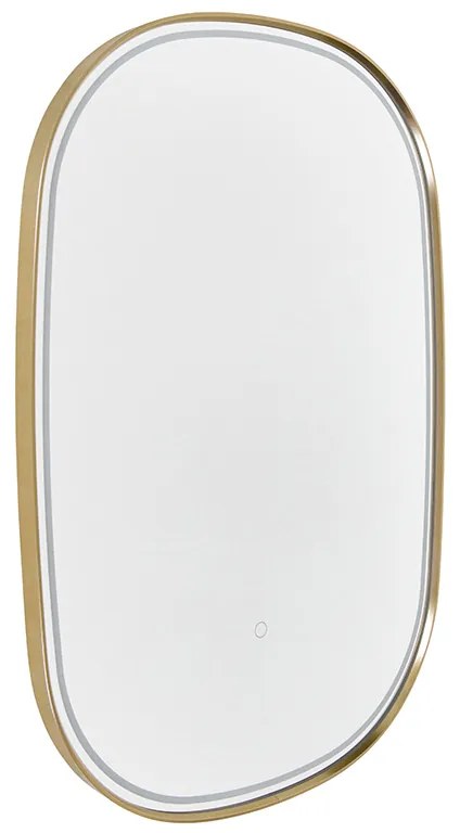 Badkamerspiegel koper incl. LED 3-staps dimbaar met touch ovaal - Miral