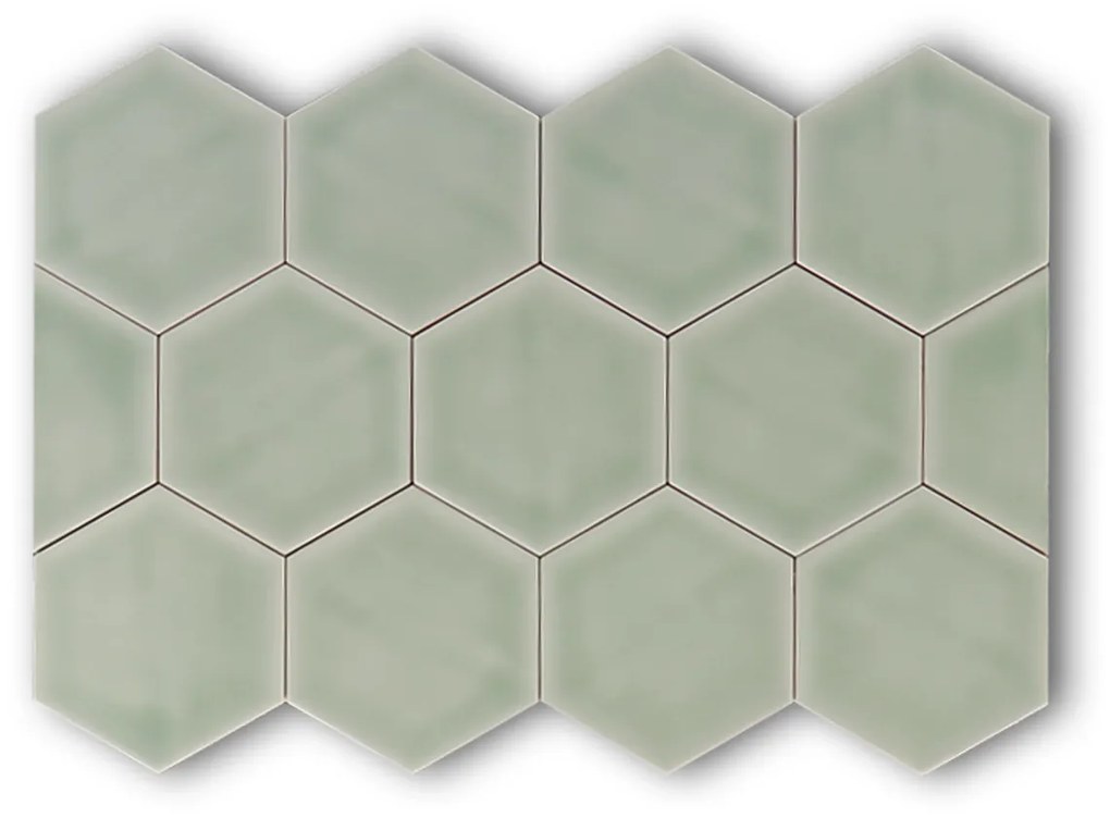 Hoogglans Handvorm Wandtegel 10.8x12.4 Cm Hexagon Princeton Jade Groen RBT60