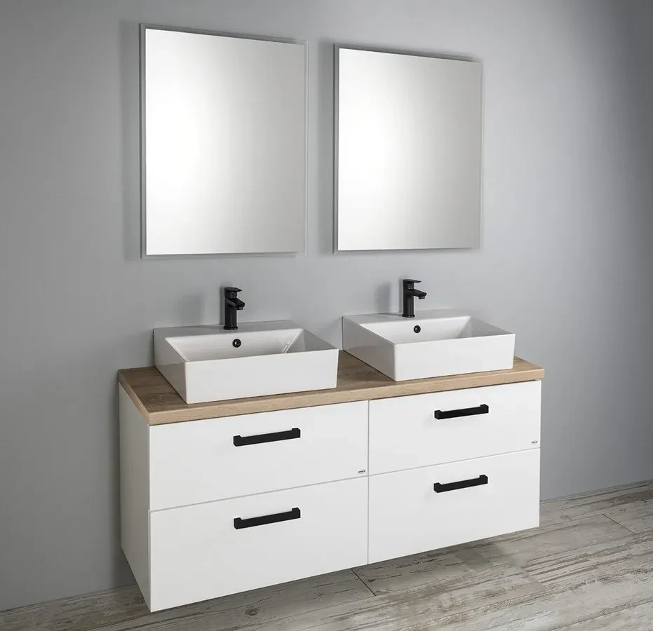 Aqualine Vega wastafelplank 144.5x45cm eiken