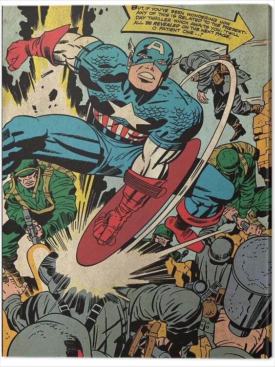 Print op canvas Captain America - Soldiers, (60 x 80 cm)