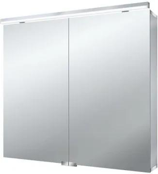 Emco Asis flat spiegelkast 80 cm. met 2 deuren met led aan bovenzijde aluminium 979705064