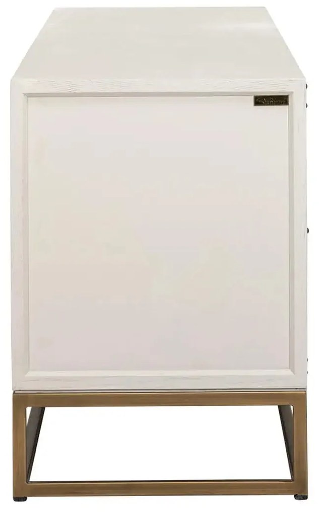 Richmond Interiors Whitebone Tv-meubel Wit Hout Met Messing - 200x44.5x61cm.