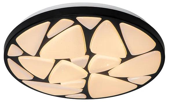 Moderne plafondlamp zwart 39 cm incl. LED en dimmer - Marian Modern rond Binnenverlichting Lamp