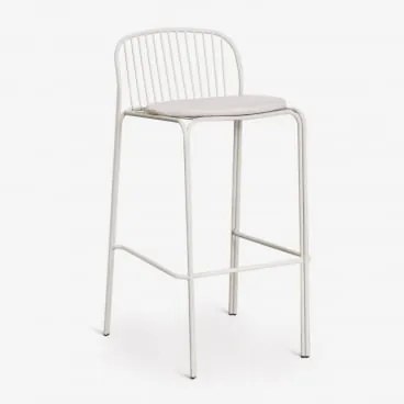 Anerina Hoge Tuinstoel Van Staal ↑75 Cm & Grijsachtig Wit & Glaciale Wit - Sklum