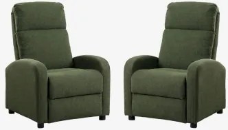 Set Van 2 Gestoffeerde Relaxfauteuils Libuliana Bouclé Legergroen - Sklum