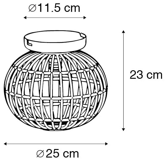 Landelijke plafondlamp bamboe 25 cm - Canna
