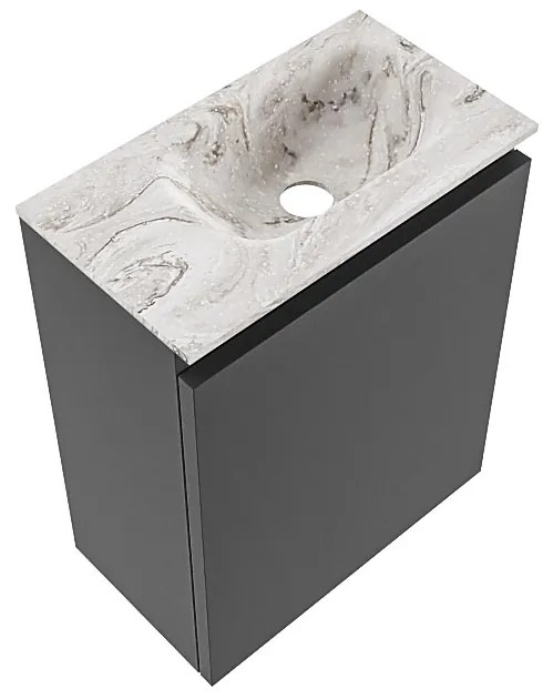 Mondiaz Ture DLux toiletmeubel 40cm dark grey met wastafel glace rechts zonder kraangat