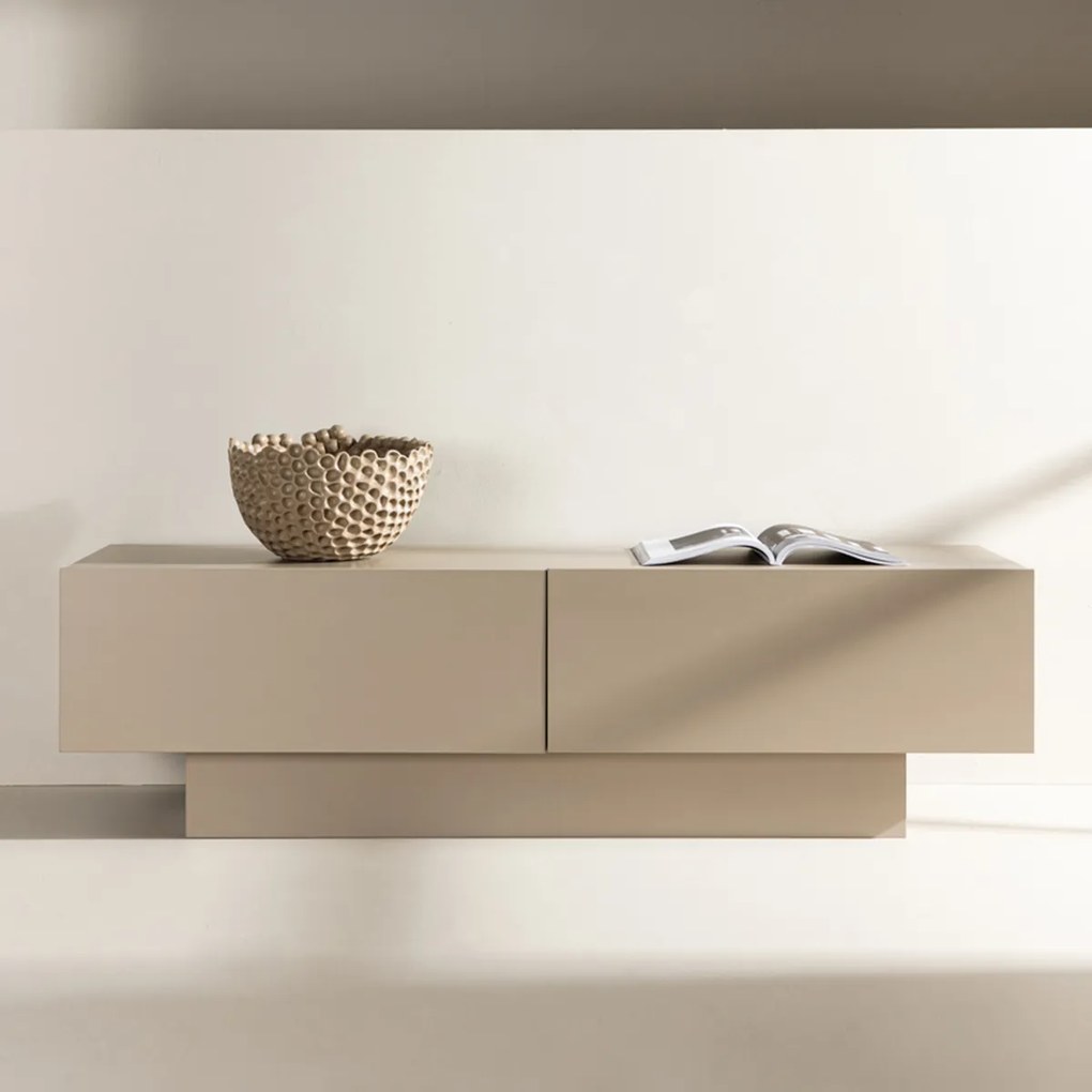 TV Meubel Met Opbergruimte Beige - 160x47x45cm.