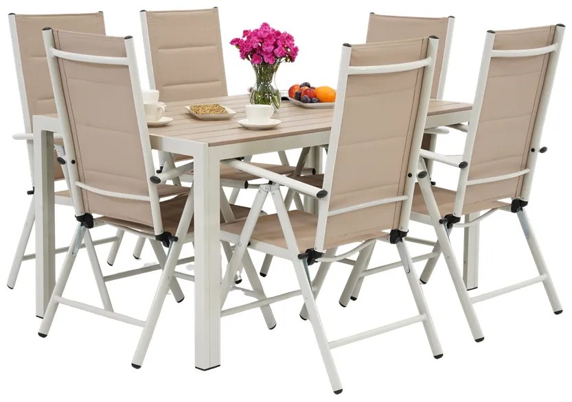 Verona polywood aluminium tuinset voor 6 personen Garden Point beige