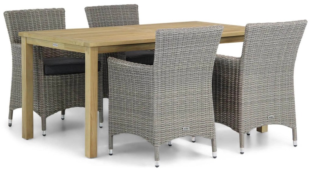 Tuinset 4 personen 160 cm Wicker Grijs Garden Collections Dublin/Weston