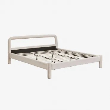 Eneko Chenille Bed Stof Chenille Beige – Crème & 180 X 200 Cm & Zonder Matras - Sklum