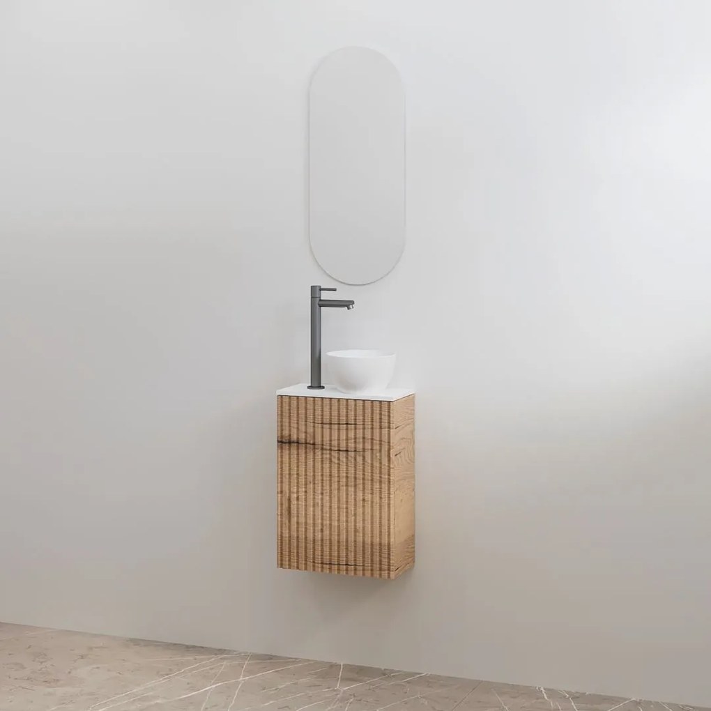 Best Design Mali ribbel toiletmeubel eiken met wit mat meubelblad